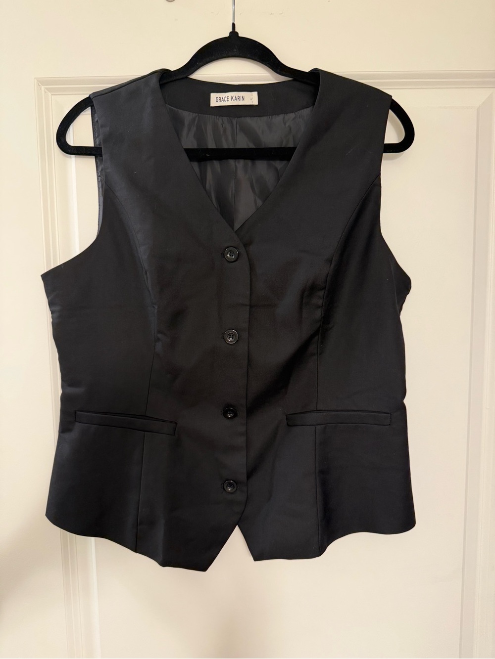 Grace Karin Black Women's Dressy Button-Front Vest